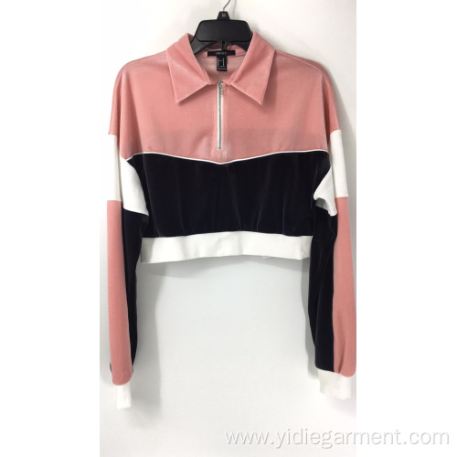 Pink Cropped Jacket Ladies' Pink Cropped Velet Jacket Supplier